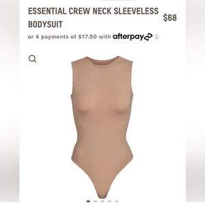 NWT Skims Tops I Skims Essential Crew Neck Sleeveless Bodysuit In Sandstone